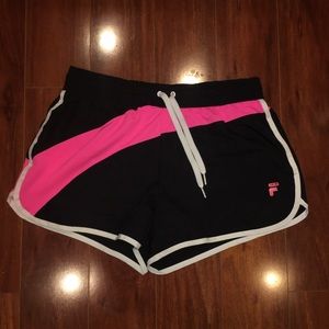 FILA Athletic Workout Shorts Pink Black Medium